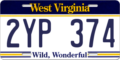 WV license plate 2YP374