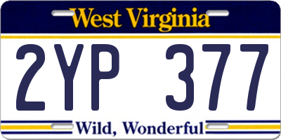 WV license plate 2YP377