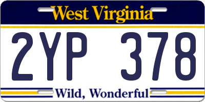 WV license plate 2YP378