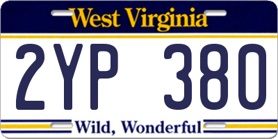 WV license plate 2YP380