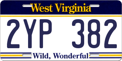 WV license plate 2YP382