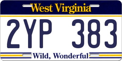 WV license plate 2YP383