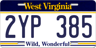 WV license plate 2YP385