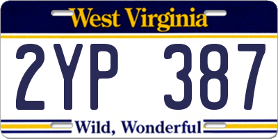 WV license plate 2YP387