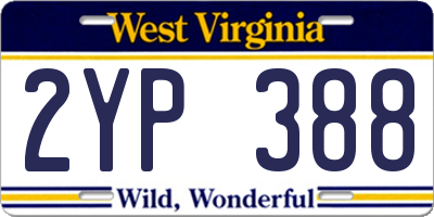 WV license plate 2YP388