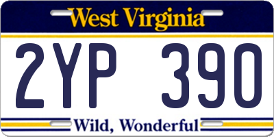 WV license plate 2YP390