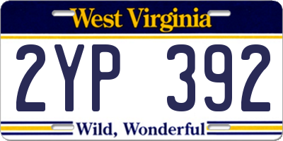 WV license plate 2YP392