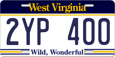 WV license plate 2YP400