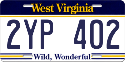 WV license plate 2YP402