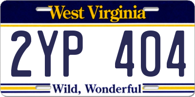 WV license plate 2YP404