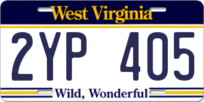 WV license plate 2YP405