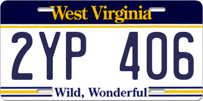 WV license plate 2YP406