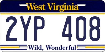 WV license plate 2YP408