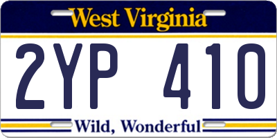 WV license plate 2YP410
