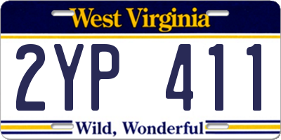 WV license plate 2YP411