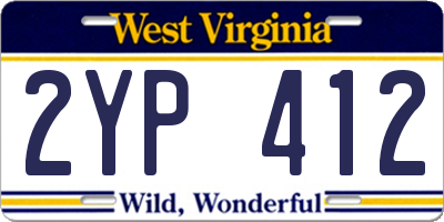 WV license plate 2YP412