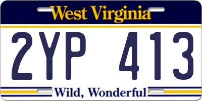 WV license plate 2YP413