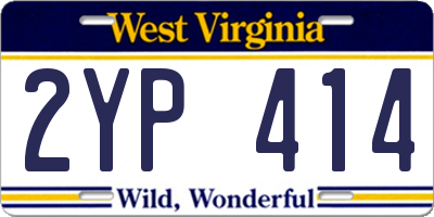 WV license plate 2YP414