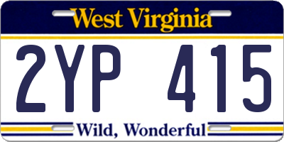 WV license plate 2YP415