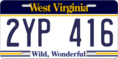WV license plate 2YP416