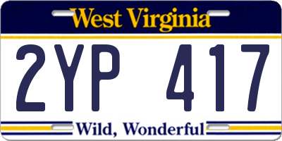 WV license plate 2YP417