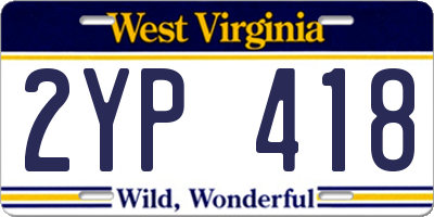 WV license plate 2YP418