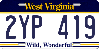 WV license plate 2YP419