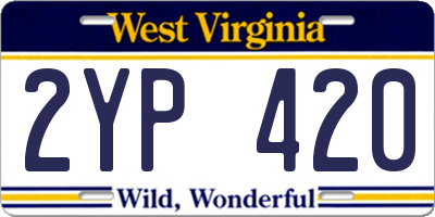 WV license plate 2YP420