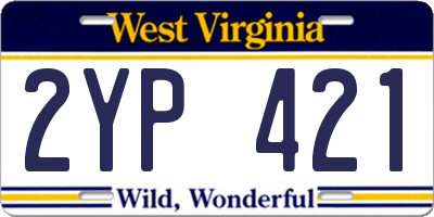 WV license plate 2YP421