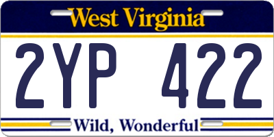 WV license plate 2YP422