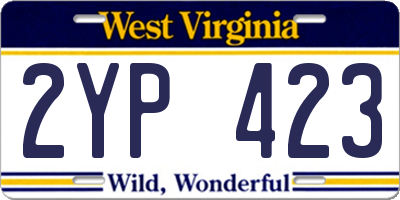 WV license plate 2YP423