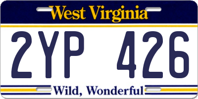 WV license plate 2YP426