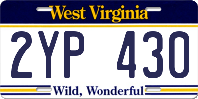 WV license plate 2YP430