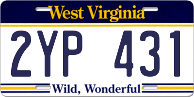WV license plate 2YP431