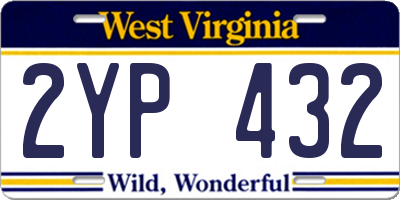 WV license plate 2YP432