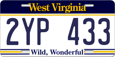 WV license plate 2YP433