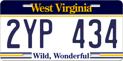 WV license plate 2YP434
