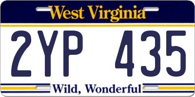 WV license plate 2YP435