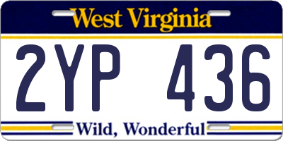 WV license plate 2YP436