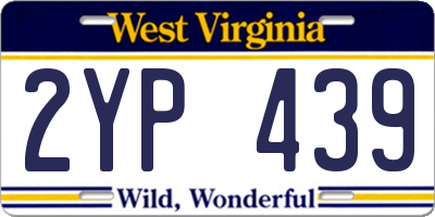WV license plate 2YP439