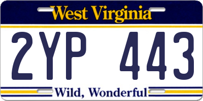 WV license plate 2YP443