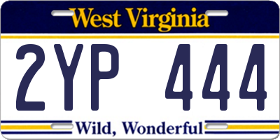 WV license plate 2YP444
