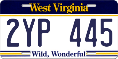 WV license plate 2YP445