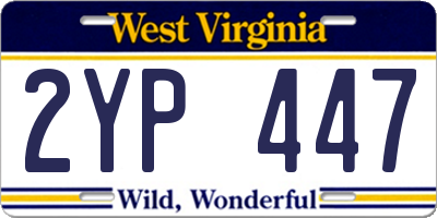 WV license plate 2YP447