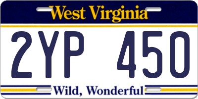 WV license plate 2YP450
