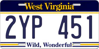 WV license plate 2YP451