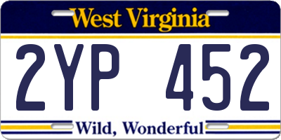 WV license plate 2YP452