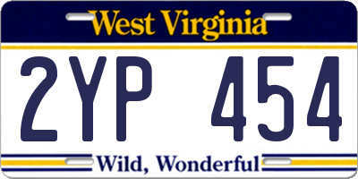 WV license plate 2YP454