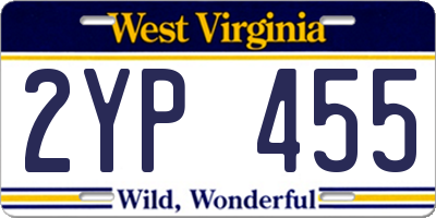 WV license plate 2YP455