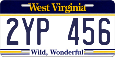 WV license plate 2YP456